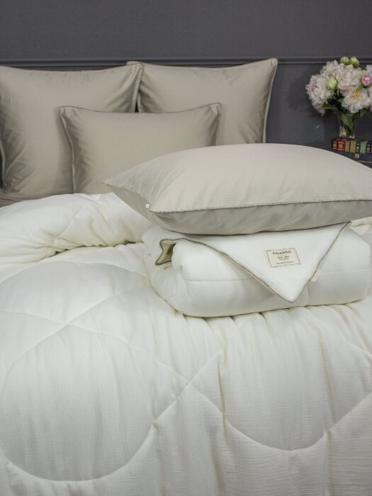 Комплекты для сна Muslin & Satin Solid color (крем карамель) Евро