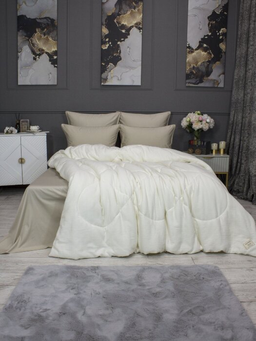 Комплекты для сна Muslin & Satin Solid color (крем карамель) Евро