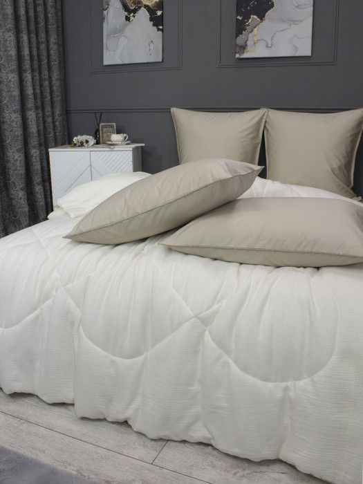 Комплекты для сна Muslin & Satin Solid color (крем карамель) Евро