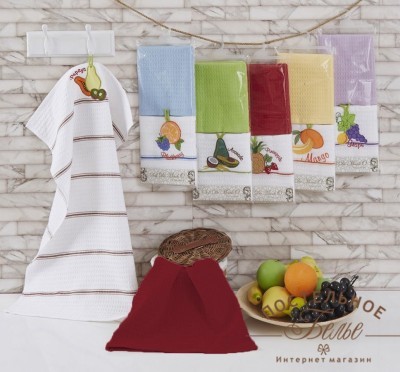 LISA (красная) Салфетки Вафельные 45х70 (2шт)