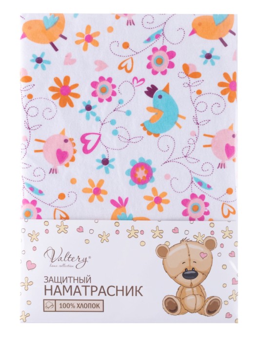 Наматрасник аквастоп фланель "Розовые птички"  