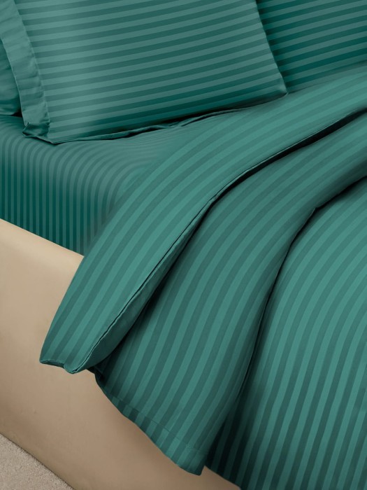 Постельное белье Arya из Страйп Сатина 2 Сп. 200x220 Vip Зеленый