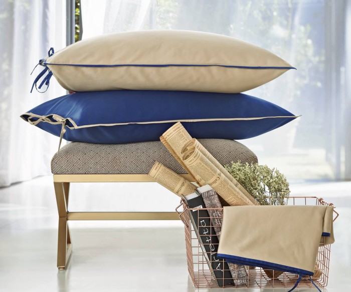 Постельное белье Sharmes "Luca"  2-х спальный дуэт (темно-синий/светло-бежевый)