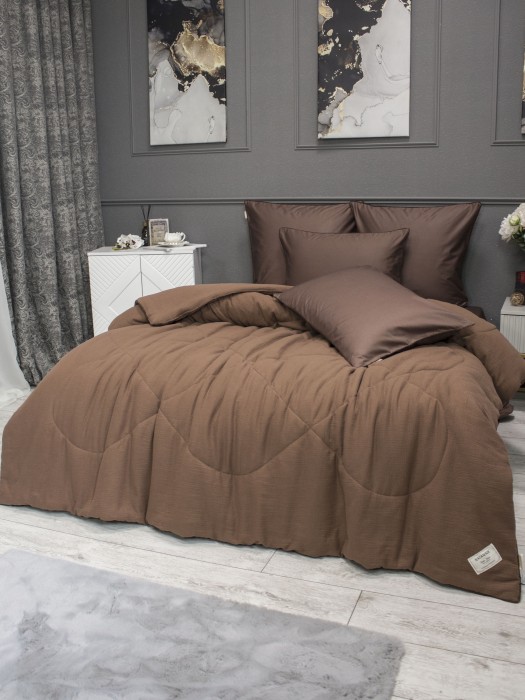 Комплекты для сна Muslin & Satin Solid color (брауни охра) Евро