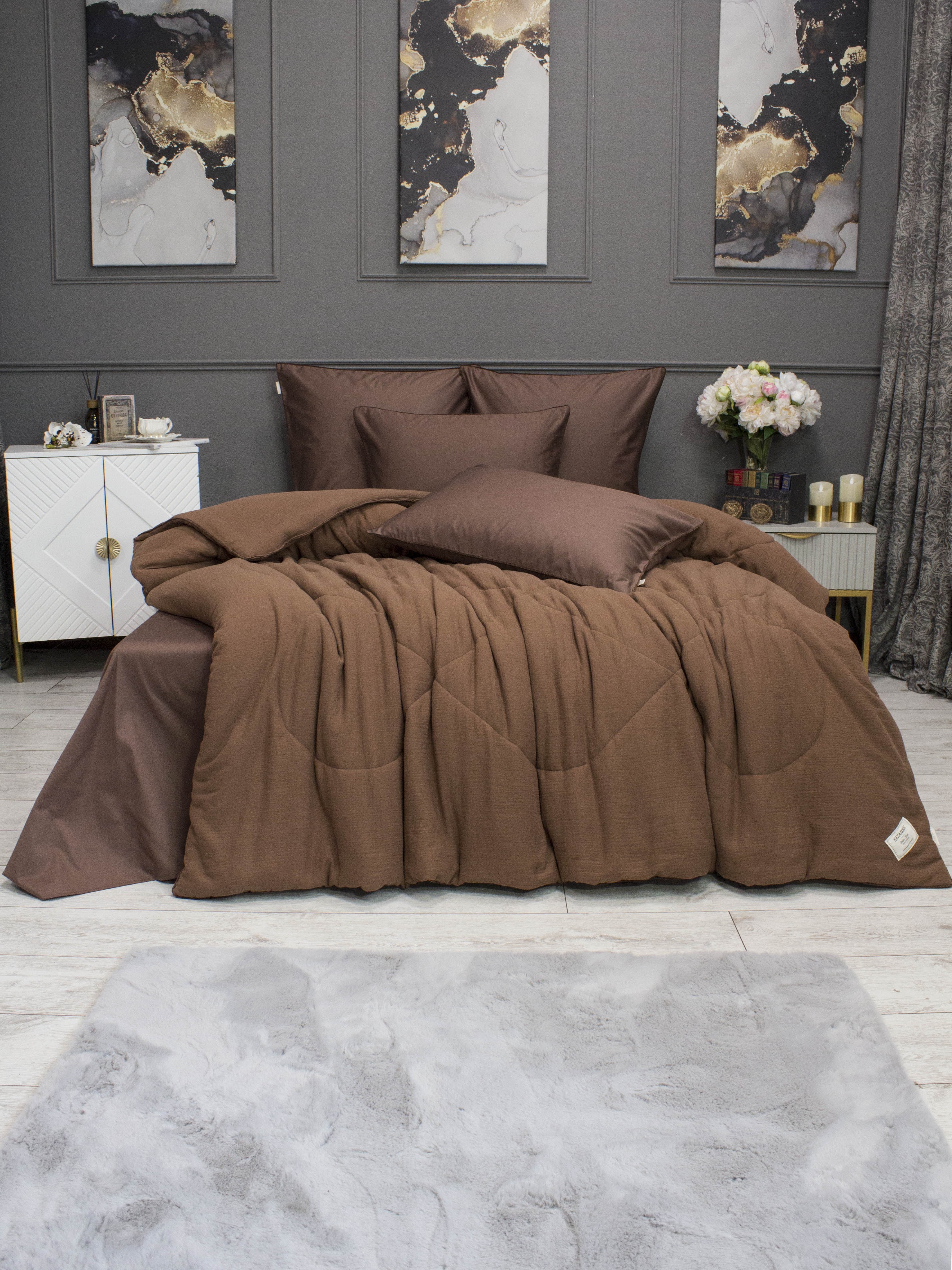 Комплекты для сна Muslin &amp; Satin Solid color (брауни охра) Евро