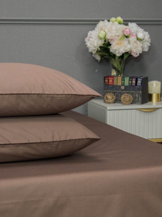 Комплекты для сна Muslin & Satin Solid color (брауни охра) Евро