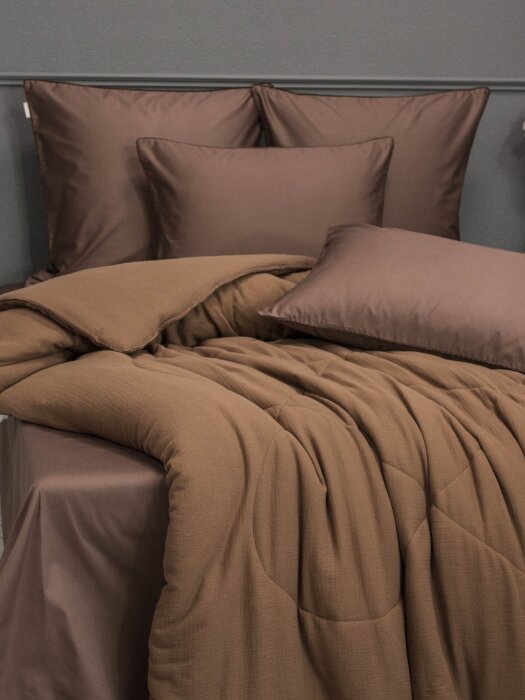 Комплекты для сна Muslin & Satin Solid color (брауни охра) Евро