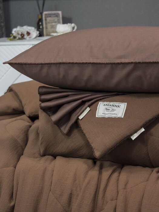 Комплекты для сна Muslin & Satin Solid color (брауни охра) Евро