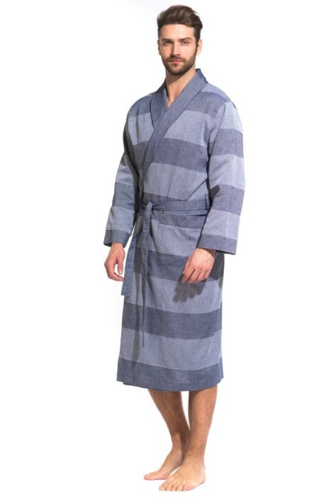 Легкий мужской халат из органического хлопка Pur Organique (PM France 417) синий