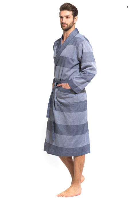 Легкий мужской халат из органического хлопка Pur Organique (PM France 417) синий