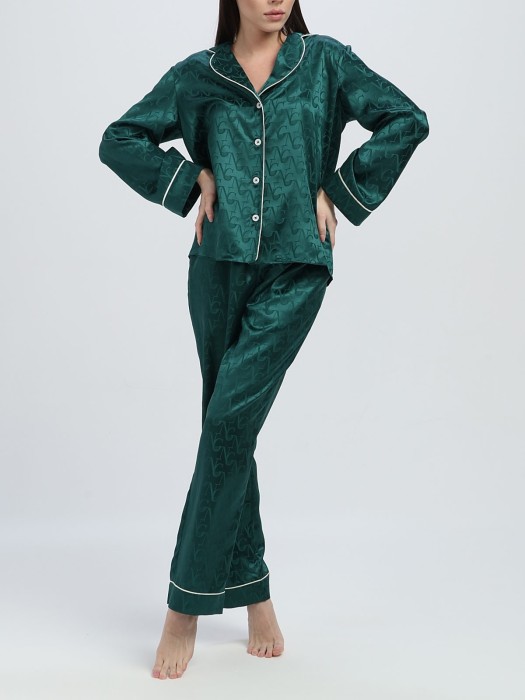 Шелковая пижама Angy (S (42-44), изумруд)