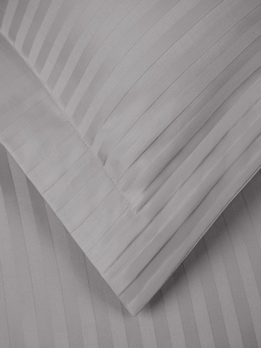 Постельное белье Arya из Страйп Сатина 2 Сп. 200x220 Vip Светло-серый