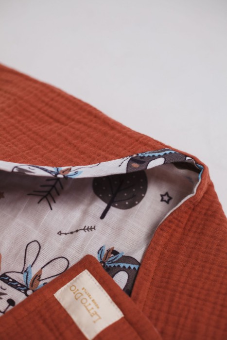 Полотенце-уголок муслин терракотовый (индейцы)  115x115