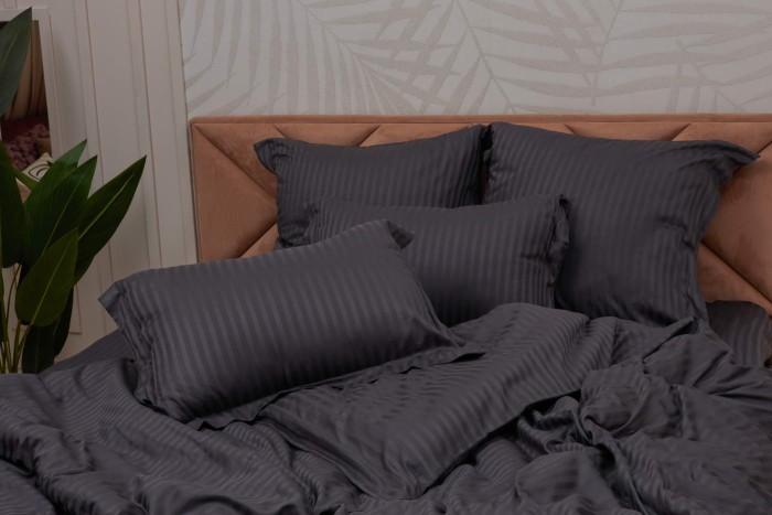 Моне (антрацит) страйп сатин Евро 4н