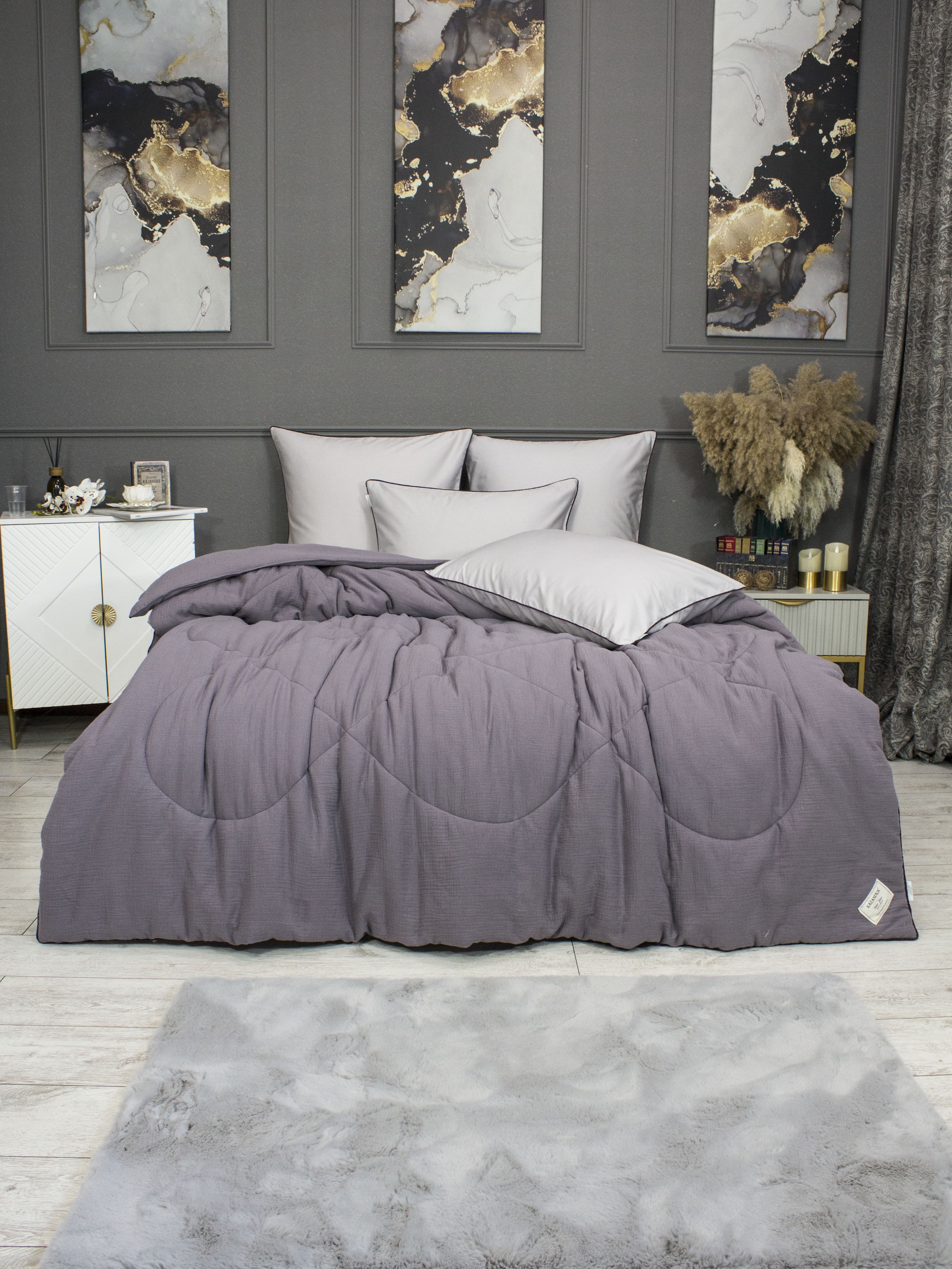 Комплекты для сна Muslin &amp; Satin Solid color (графит сапфир) Евро