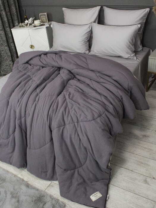 Комплекты для сна Muslin & Satin Solid color (графит сапфир) Евро