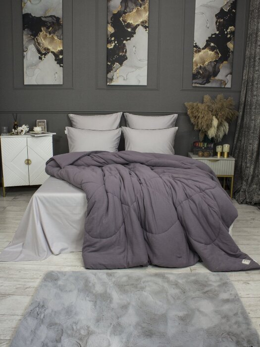 Комплекты для сна Muslin & Satin Solid color (графит сапфир) Евро