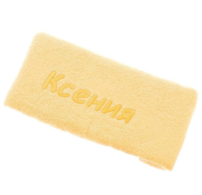 Подарочное полотенце TAC махровое 50х90см, с вышивкой, 430 г/м2 (Ксения, светло-желтый)