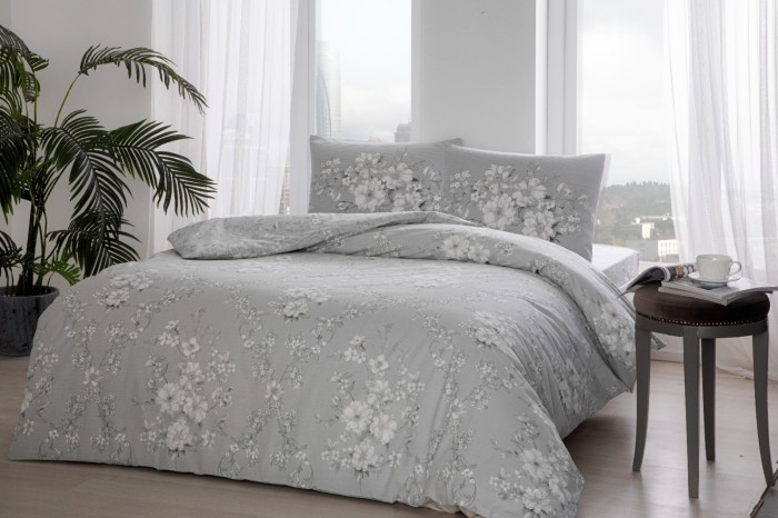 Постельное белье TAC RANFORCE LILY полуторное серый