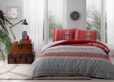 Постельное белье TAC RANFORCE MERRY евро красный