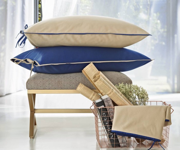 Постельное белье Sharmes "Luca" евро макси (светло-бежевый/темно-синий)