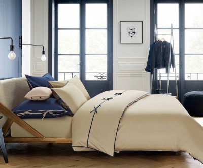 Постельное белье Sharmes &quot;Luca&quot; евро макси (светло-бежевый/темно-синий)