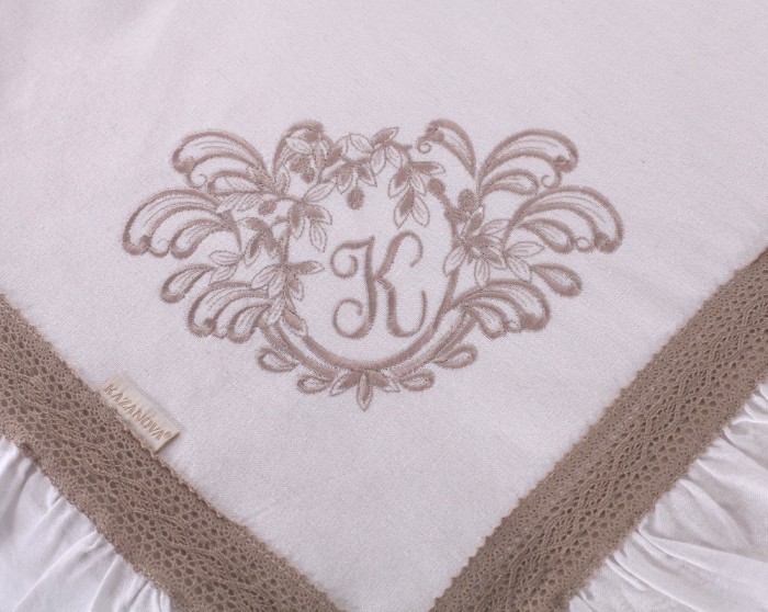 Скатерти Лен Флер-де-лис бежевый/молоко 180 х 360 см