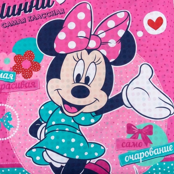 Детское постельное бельё "Минни Маус" 1,5 сп., размер 143х215 см, 150х214 см, 50х70 см -1 шт., 100% хлопок, поплин 125 г/м2