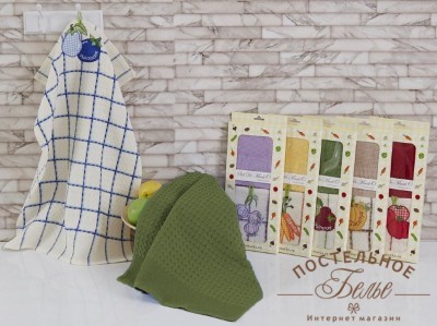 MARIYA (зеленый) Салфетки Вафельные 45х70 (2шт)