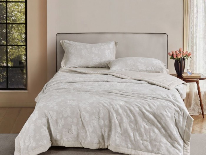 Комплект с летним одеялом полуторный из муслинового жаккарда 160х220 см, 2065-OSPS