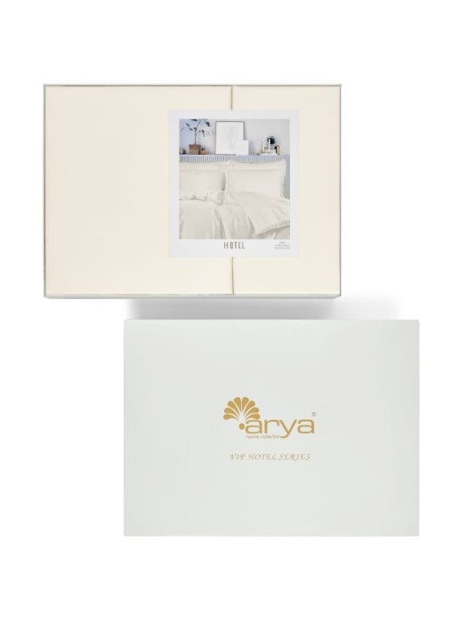 Постельное белье Arya Vip из Oднотонного Сатина Семейное 160x220 Кремовый