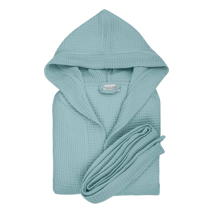 Naomi (ментол) XL (р.58-60) Халат вафельный с капюшоном