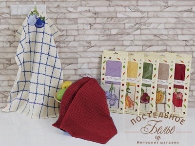 MARIYA (красный) Салфетки Вафельные 45х70 (2шт)