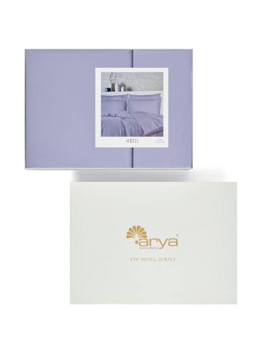 Постельное белье Arya из Oднотонного Сатина Семейный 160x220 Vip Лиловый