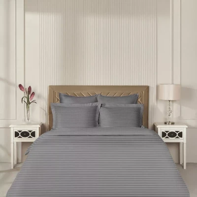 Постельное белье Arya из Страйп Сатина 2 Сп. 200x220 Vip Серый