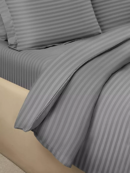 Постельное белье Arya из Страйп Сатина 2 Сп. 200x220 Vip Серый