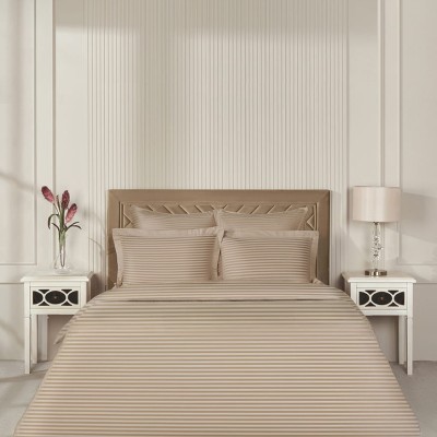 Постельное белье Arya Vip из Страйп Сатина 2 Сп. 200x220 Бежевый