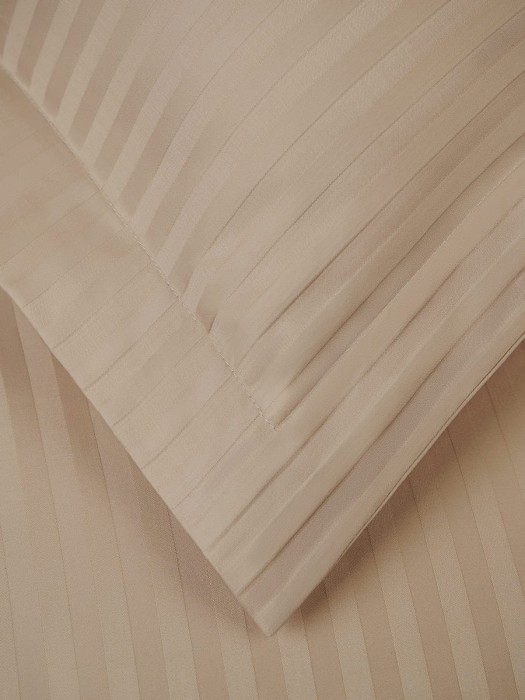 Постельное белье Arya Vip из Страйп Сатина 2 Сп. 200x220 Бежевый