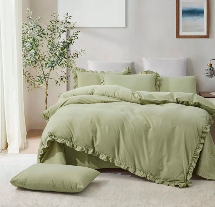 Постельное Белье Arya Natural Stone Washed из сатина 200x220 Valensiya Зелёный