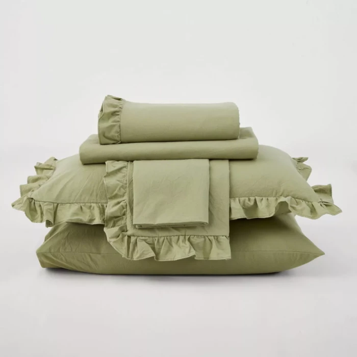 Постельное Белье Arya Natural Stone Washed из сатина 200x220 Valensiya Зелёный