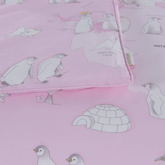 Пингвины (розовый) Комплект постельного белья детский