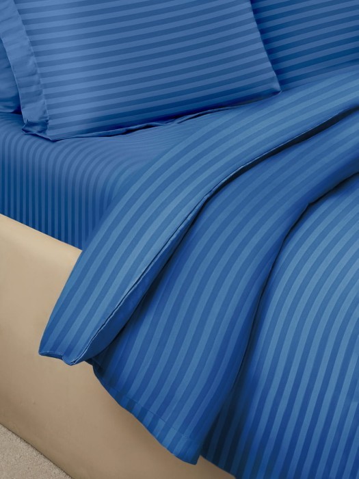 Постельное белье Arya Vip из Страйп Сатина 2 Сп. 200x220 Темно-синий