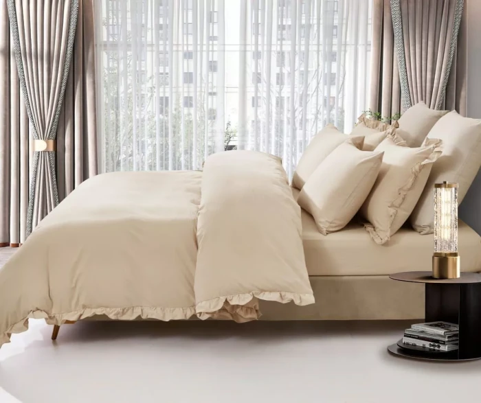 Постельное Белье Arya Natural Stone Washed из сатина 200x220 Valensiya Кремовый