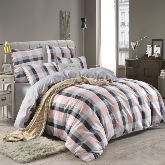 Джин (серый) Комплект постельного белья сатин Евро 4н