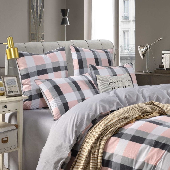 Джин (серый) Комплект постельного белья сатин Евро 4н