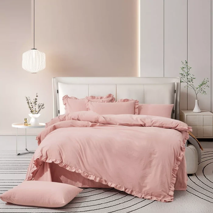 Постельное Белье Arya Natural Stone Washed из сатина 200x220 Valensiya Розовый