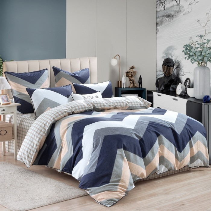 Девис (синий) Комплект постельного белья сатин 7Е