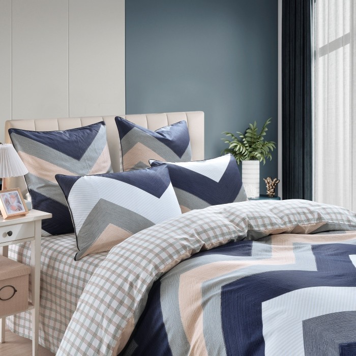 Девис (синий) Комплект постельного белья сатин 7Е