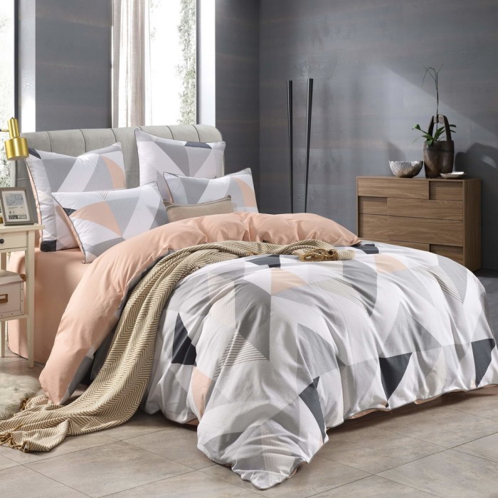 Арлекино (персик) Комплект постельного белья сатин Евро 4н