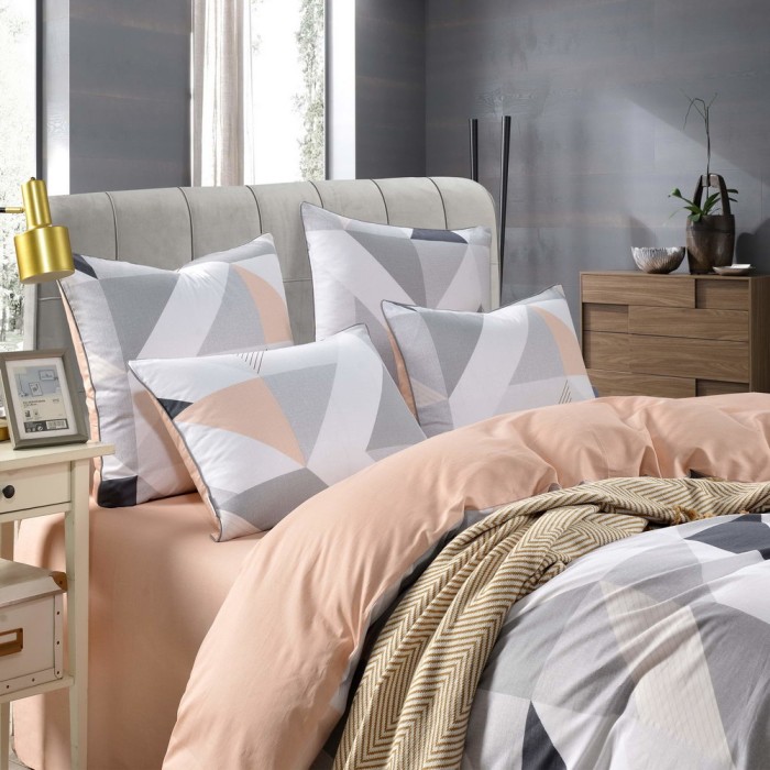 Арлекино (персик) Комплект постельного белья сатин Евро 4н